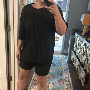 SHEIN Two Piece Knit Set Black